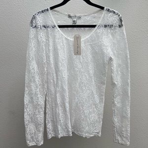 [French Laundry] White Lace Floral Top